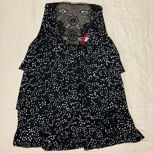 Julie's Closet Black and White Polka Dot Tiered Top |‎ Lace Detail | Made in USA